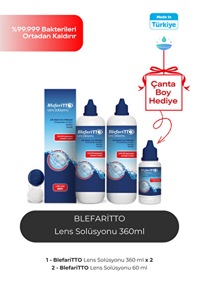 BLEFARİTTO Blefaritto 2 Adet 360 ml Lens Solüsyonu Çanta Boy Tto 60 ml Çanta ...