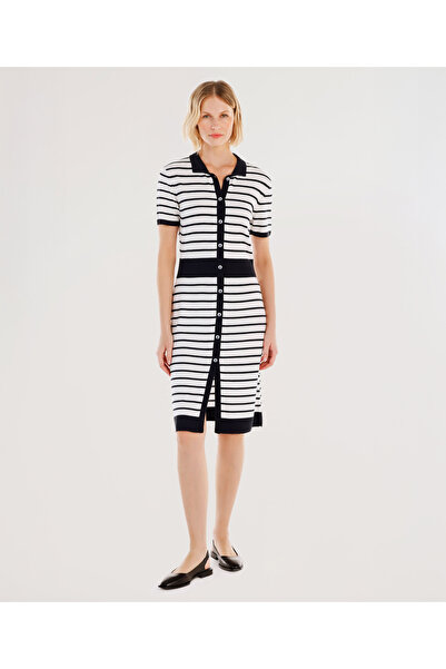 Yargıcı Gömlek Yaka Triko Elbise