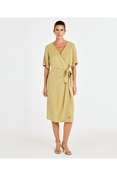 Yargıcı Kruvaze Kapama Midi Boy Elbise