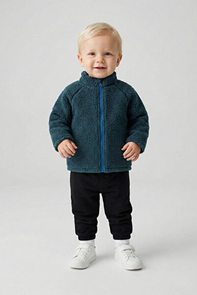 LUESS Unisex Baby Lined Zippered Plush Coat