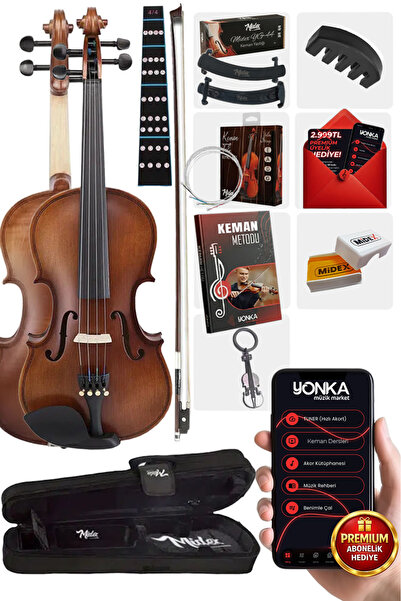 Midex Lma-544tys 1/2 Pro Keman 2/4 Çocuk Kemanı 8-10 Yaş Yastık Susturucu Yed...