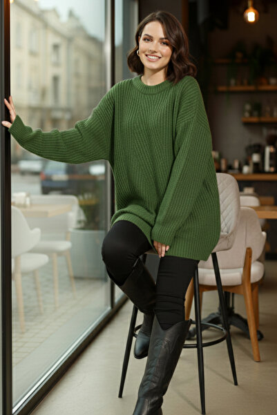 benguen Πλεκτό τούνικ με σχέδιο R4444 Πράσινο