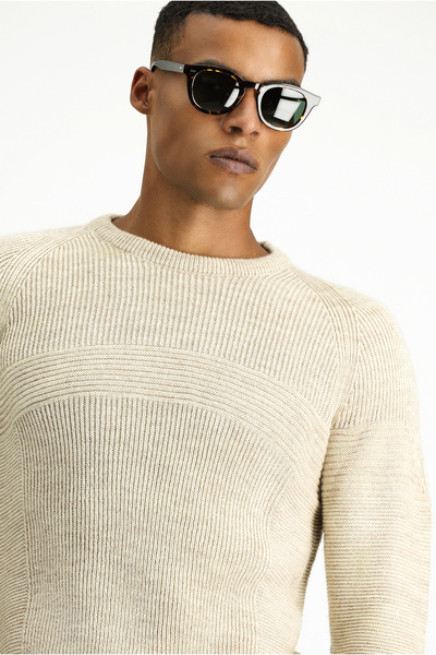 Kiğılı Crew Neck Regular Fit Seamless Patterned Knitwear Sweater