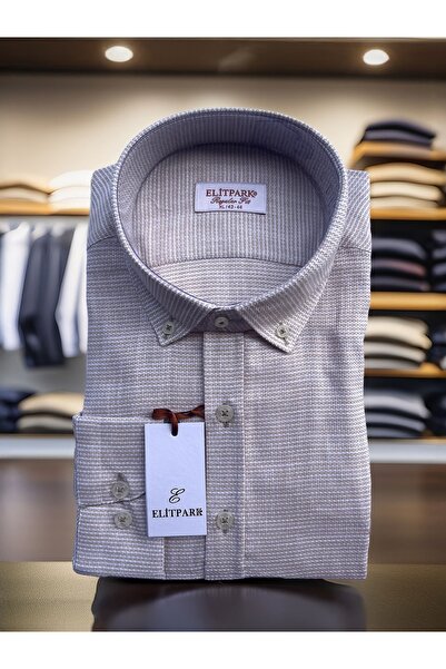 elitpark %100 Pamuk Krem Erkek Gömlek