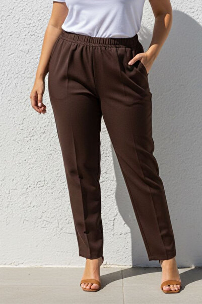 Curly Кафяви тъкани панталони с морков