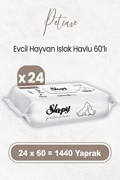 Sleepy Petcare Evcil Hayvan Islak Havlusu 60 x 24 Adet (1440 Yaprak)