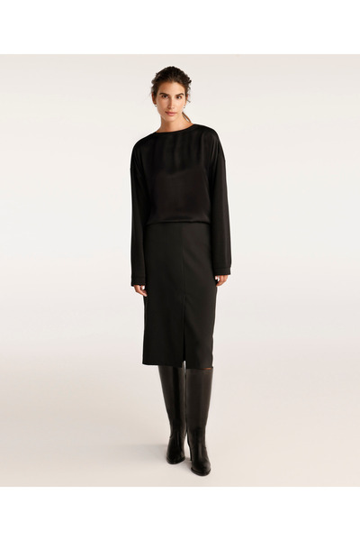 Yargıcı Yırtmaç Detaylı Kalem Etek