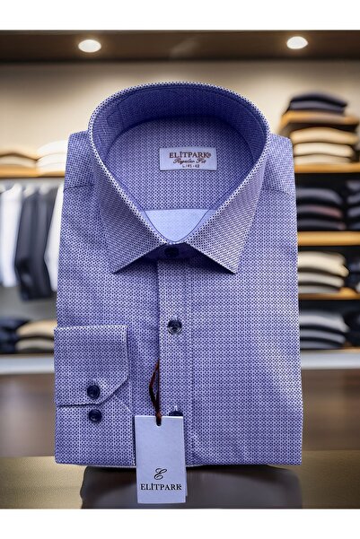 elitpark Desenli Mor Pamuklu Erkek Gömlek