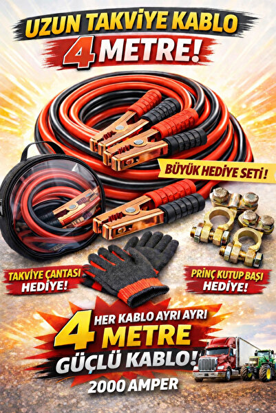 SELTEL 4,30 Metre “Akü Takviye Kablosu Seti – Pirinç Kutupbaşı + Mekanik Eldi...