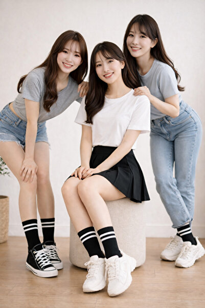 DERMİNA 10 perechi de șosete negre de colegiu din bumbac, confortabile, mărim...