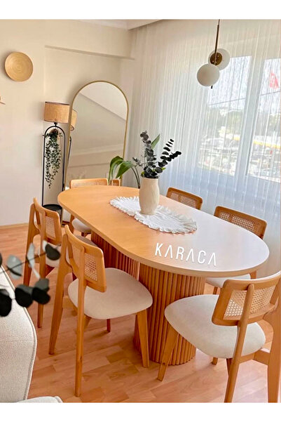 holzwelt Bohem Masa Takımı Ahşap Masa Takımı 6 Kişilik Masa Sandalye Takımı İ...