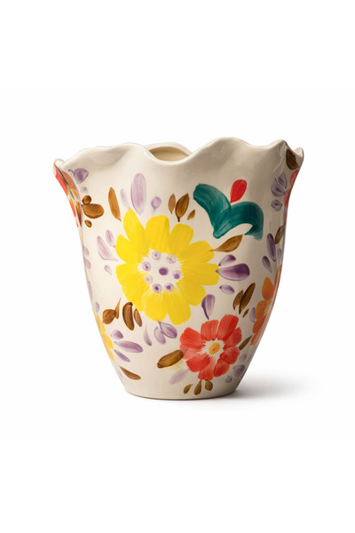 Warm Design El Boyamalı Çiçek Desenli Vazo