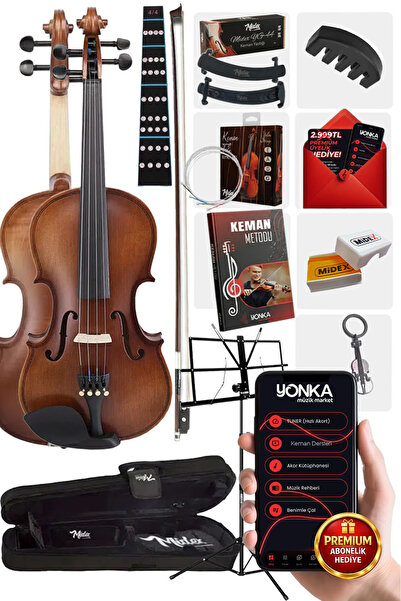 Midex Lma-644-ntys Pro Keman 4/4 Tam Boy (NOTA SEHPASI YASTIK YEDEK TEL ÇANTA...