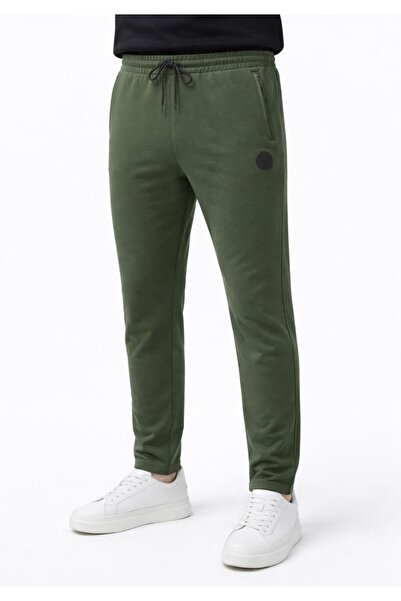 AXXEL Men's Khaki Zipper Pocket Straight Leg Sweatpants-P601