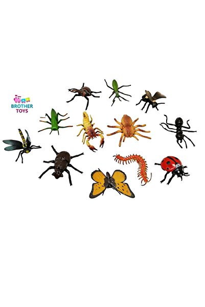 Brother Toys Özel 12'li Mini Böcek Seti Uğurböceği, Kelebek, Akrep, Arı, Örümcek, Çekirge, Peygamber Devesi