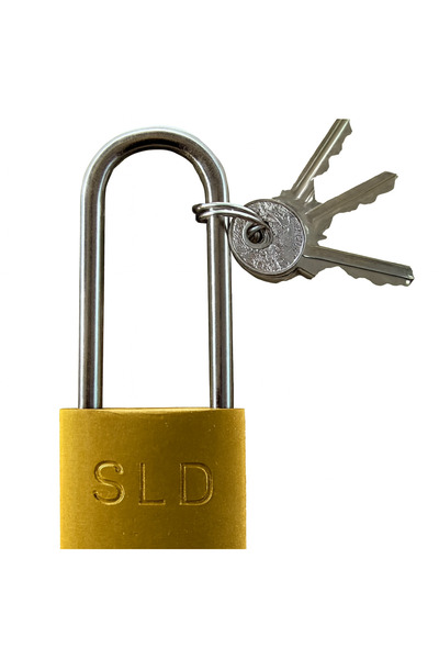 SLD قفل تعليق أصفر طويل بخطاف 38 مم مع 3 مفاتيح