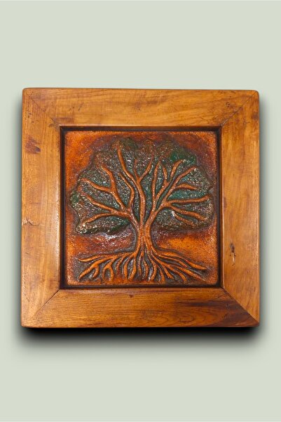 toprakanaart Hayat Ağacı, Ahşap Çerçeveli Seramik Duvar Pano