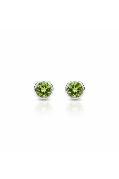Lithora Jewellery Doğal Peridot Taşlı Gümüş Küpe