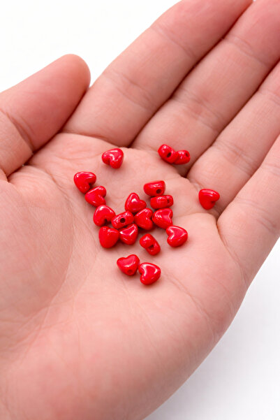 FlowerAksesuar 100 Adet - 8 mm Kalp Boncuk, Bileklik Boncuğu, Ara Kalp Boncuk...