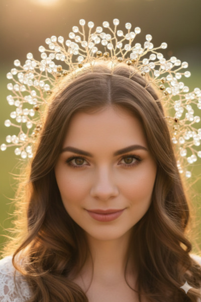 PETEK AKSESUAR Bridal Crystal Crown Hair Accessory