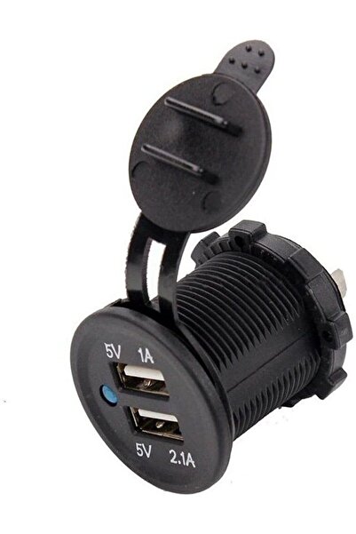 Derwell Motosiklet Araba Tekne Çift Usb Şarj Soketi 5v1a 5v2.1a 2 Usb Güç Çık...