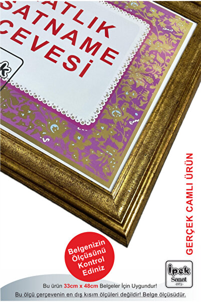 İpek Sanatsal Avukatlık Ruhsatname Çerçevesi - 33x48 - Hakiki Camlı Ruhsat Çe...