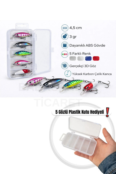 Arkhelais Minnow Rapala 4,5 cm 3 gr Yapay Balık Yemi 5’li Paket – Spin ve At-...
