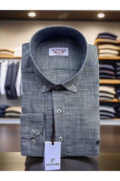 elitpark %100 Pamuk Yeşil Erkek Gömlek