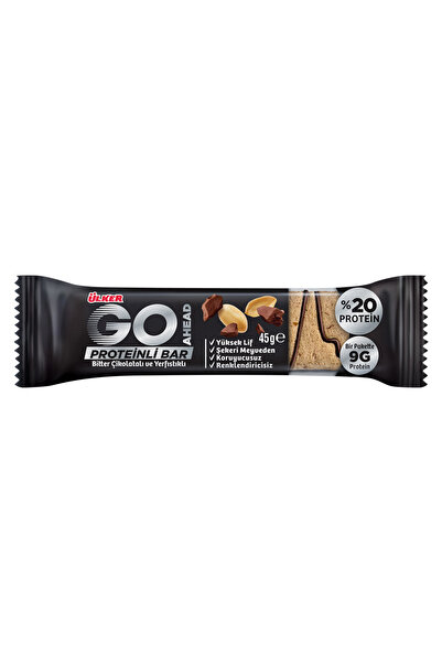 Ülker GO AHEAD Bitter Çikolatalı ve Yer Fıstıklı Protein Bar - 45 gram - 18 Adet