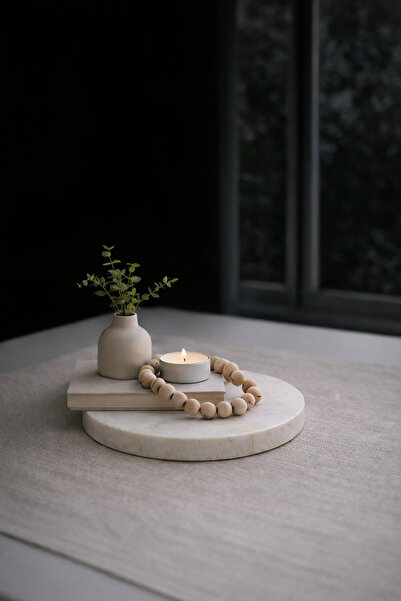 MUGU صينية/طبق زخرفي من الرخام الأبيض (28 سم)