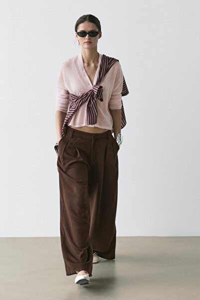 Massimo Dutti Wide leg pleated trousers