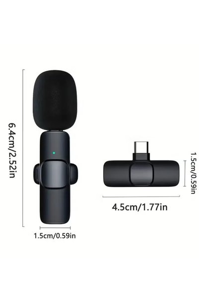 OPERIE ميكروفون أوبيري اللاسلكي USB-C Lavalier للهواتف الذكية وأجهزة الكمبيوتر المحمولة مع الزجاج الأمامي
