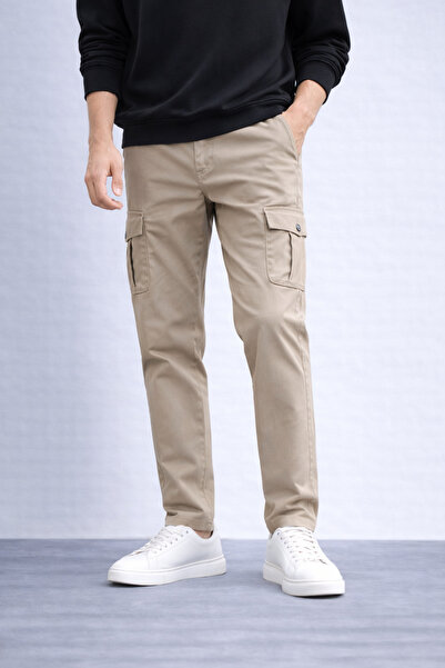 inpool Ανδρικό παντελόνι, τσέπη cargo, βαμβακερό, ύφανση γαμπαρντίνας, 21INP207