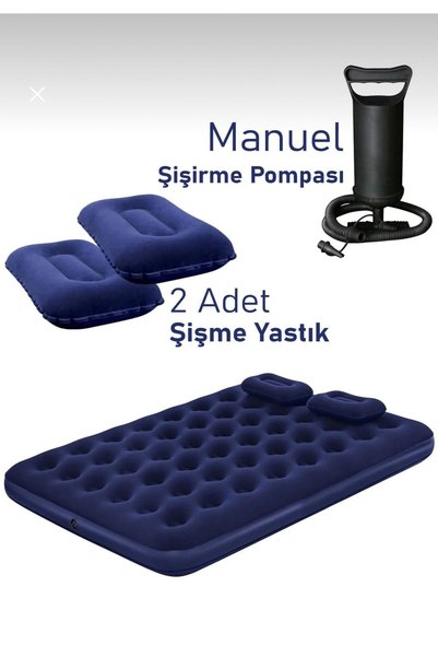 Nivego Çift Kişilik Şişme Yatak| Dahili Pompa| 203x152x22| Kamp & Ev |Delinme Kesilme karşı dayanıkl