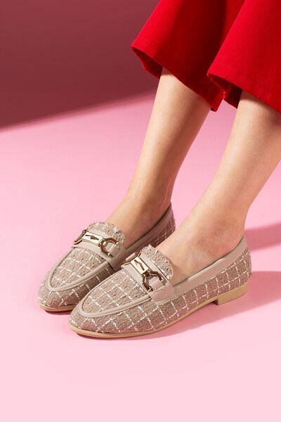 FUGA MODA Balerini din țesătură cu sclipici Cassia Mink, cu accesorii cu lanț...