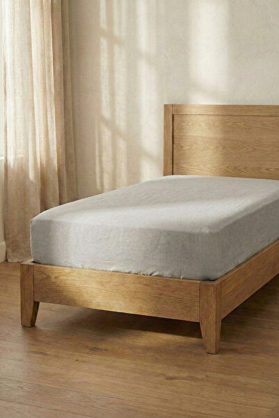 MOYA HOME Single Cotton Fitted Sheet Light Gray