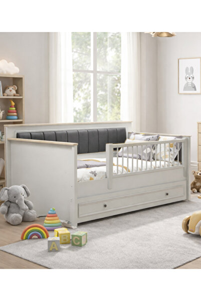 Moderniya Mobilya MDF Korkuluklu Nexus Yavrulu Çekmeceli Karyola 100x200