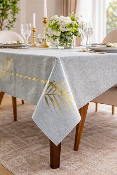 Rona Home Față de masă din PVC transparent cu model modern de frunze, ștergab...