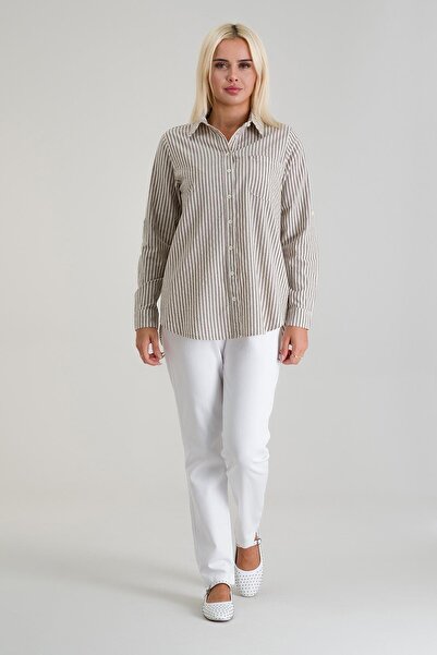 Bold & Young Cămașă Britli pentru femei, cu mâneci din țesătură ovală din bum...