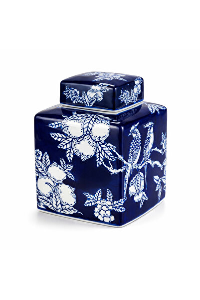 Warm Design مزهرية وبرطمان من البلاط الأزرق والأبيض