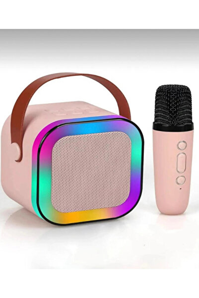 BİGÜMEX Kablosuz Mikrofonlu Portatif Taşınabilir Işıklı Mikrofonlu Parti Kara...