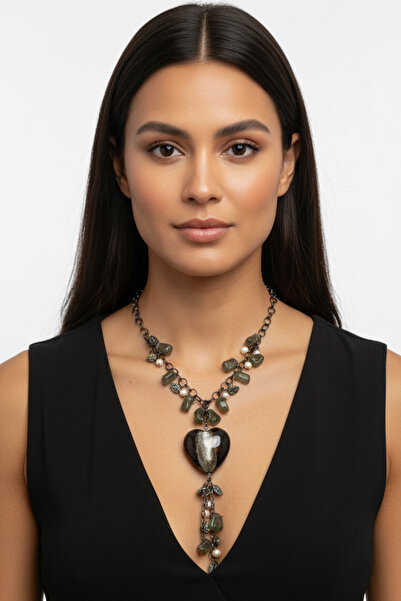 PETEK AKSESUAR ACRYLIC HEART LONG NECKLACE