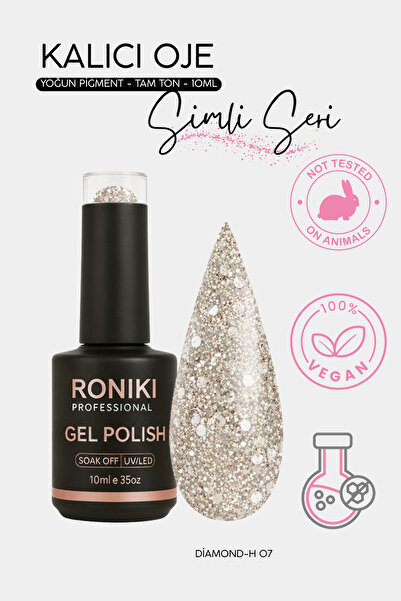 RONIKI Professional UV LED Kalıcı Jel Oje Diamond-H 07 - 10 ml – Yoğun Pigmen...