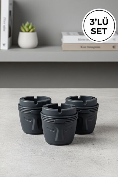 LE PARİS Декоративний набір з 3 попільничок Moai Design - пластикова попільни...