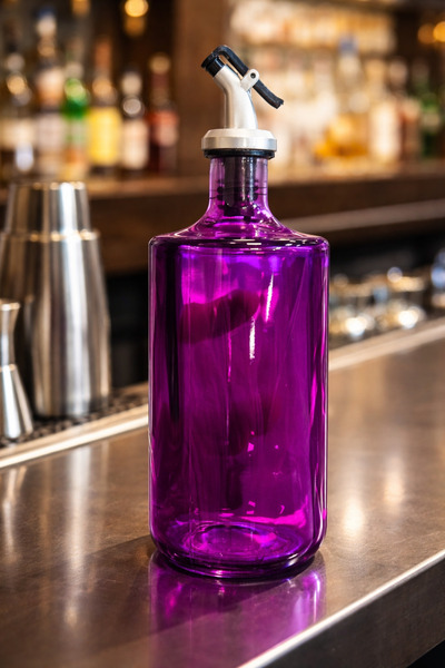 GROVİNG HAİR Mor ve Mavi Cam Yağdanlık 700ml Dekoratif Cam Şişe | Yağ Sirke S...