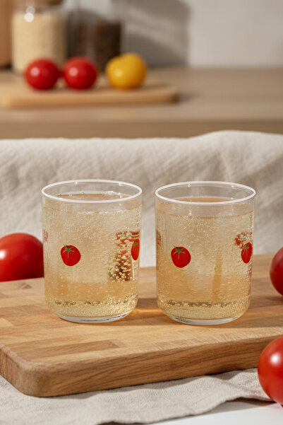 Rakle Pomodoro Patterned Set of 2 Water Glasses 350 Cc
