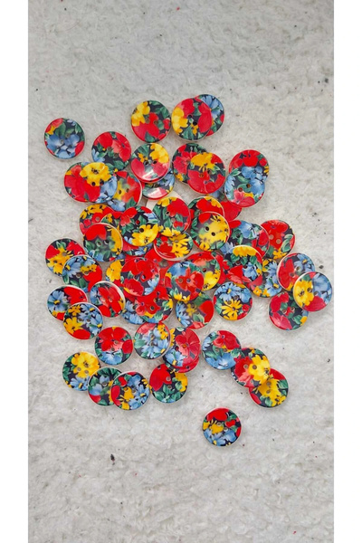 BİGÜMEX Desenli Düğme Renkli 20mm 32 Boy  2 Delikli Karışık Renkli Düğme 20 Adet