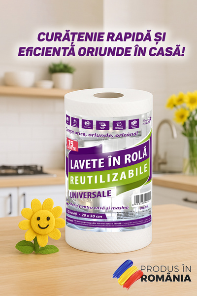 Bangsonic Rolă de lavetă de curățare reutilizabilă, cu relief – pre-tăiată, p...