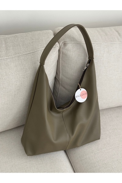 BAGLOVİS SADE SALAŞ DERİ HAKİ KADIN OMUZ ÇANTASI EN40 BOY27