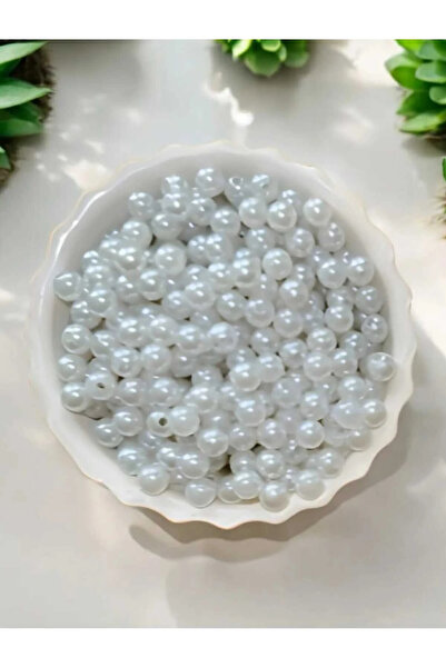 BİGÜMEX 8 мм білі пластикові перлини - 50 г намистини для виготовлення прикра...